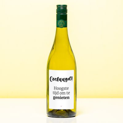 Wijnfles Geslaagd Tijd Om Te Genieten - Wit (Sauvignon Blanc)