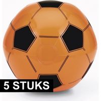 5x Opblaasbare oranje voetbal strandballen speelgoed - thumbnail