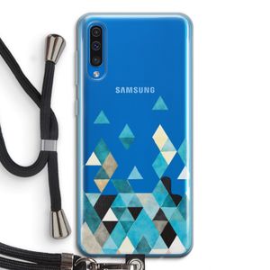 Gekleurde driehoekjes blauw: Samsung Galaxy A50 Transparant Hoesje met koord