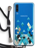 Gekleurde driehoekjes blauw: Samsung Galaxy A50 Transparant Hoesje met koord