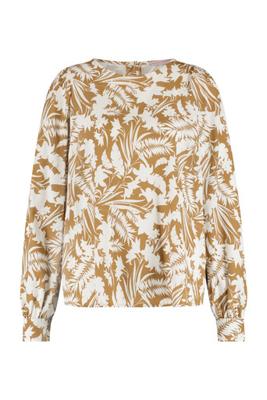 Suzie flower crepe blouse - offwhite/mustard - 07076