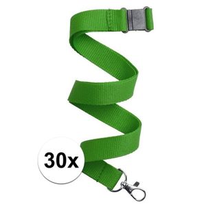 30x Keycord/lanyard groen met sleutelhanger 50 cm