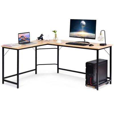L-vorm Computerbureau PC Hoekbureau Hoekbureau Zwart/Natuurlijk/Koffie 168 x 125 x 74 cm