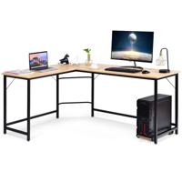L-vorm Computerbureau PC Hoekbureau Hoekbureau Zwart/Natuurlijk/Koffie 168 x 125 x 74 cm