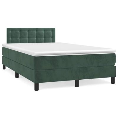 Boxspring met matras en LED fluweel donkergroen 120x190 cm