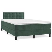 Boxspring met matras en LED fluweel donkergroen 120x190 cm