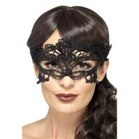 Zwart Venetiaans oogmasker voor dames   -