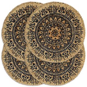 VidaXL Placemats 4 st rond 38 cm jute donkerblauw