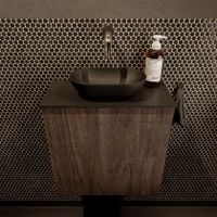 Mondiaz Fowy toiletmeubel 50cm dark brown met blad en waskom urban midden zonder kraangat