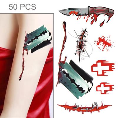 S-299 50 PCS Halloween terreur wond realistische bloed schade litteken tijdelijke tattoo sticker