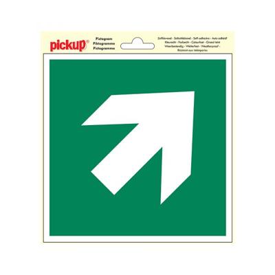 Sticker Vluchtweg pijl schuin - 200x200 mm.