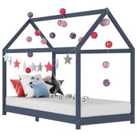 Kinderbedframe massief grenenhout grijs 90x200 cm