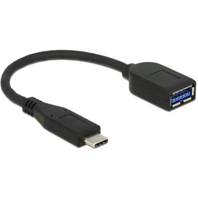 Delock USB-C-kabel USB-C stekker, USB-A bus 0.10 m Zwart 65684