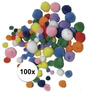 100x knutsel pompons gekleurd om te rijgen