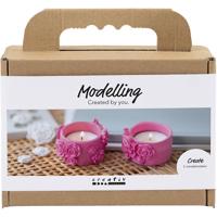 Creativ Company Mini hobbyset boetseren, theelichthouders, roze, 1 doos