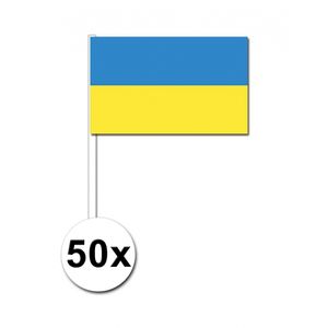 Zwaaivlaggetjes Oekraine 50 stuks   -