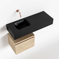 Toiletmeubel Mondiaz Andor | 80 cm | Meubelkleur Washed oak | Lex vrijhangend wastafel Urban Links | Zonder kraangat