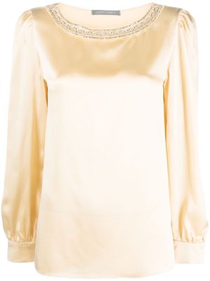 Alberta Ferretti blouse en soie à manches longues - Tons neutres