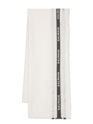 Balmain Kids écharpe à logo strassé - Tons neutres