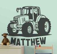 Stickers speelgoed Silhouet van tractor met naam