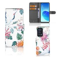 OPPO Reno 6 Pro Plus 5G | Telefoonhoesje | Met pasjeshouder | Bird Flowers
