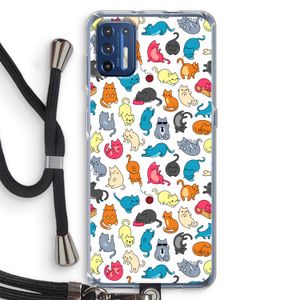 Kleurrijke katten: Motorola Moto G9 Plus Transparant Hoesje met koord
