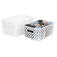 Storage Solutions Kast Opbergmand - 4x - van kunststof - wit - 19 x 25 x 10 cm - 4 liter inhoud