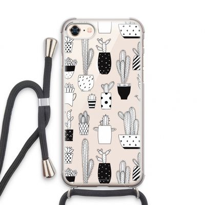 Cactusmotief: iPhone 7 Transparant Hoesje met koord