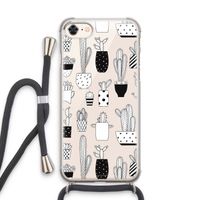 Cactusmotief: iPhone 7 Transparant Hoesje met koord