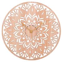 Ostaria Wandklok/muur klok Rosa - D50 cm - MDF - naturel - woonkamer/keuken