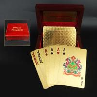 Creatieve Frosted gouden Tattice rug textuur Plastic uit Vegas naar Macau speelkaarten Texas Poker met houten geschenkdoos