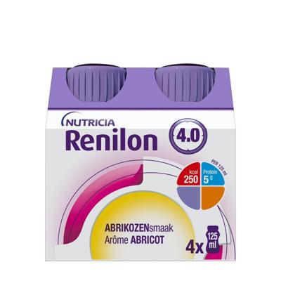 Renilon 4.0 Drankje Aroma Abrikoos Flessen 4x125ml