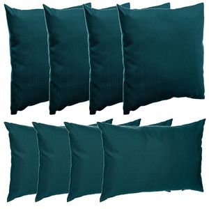 Bank/sier/tuin kussens voor binnen/buiten set 8x stuks emerald groen 40 x 40 cm en 30 x 50 cm