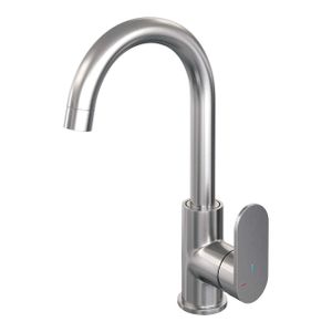 Brauer Brushed - Edition Wastafelmengkraan opbouw - hoog - draaibaar - ronde uitloop - model C - PVD - geborsteld RVS 5-NG-003-R1