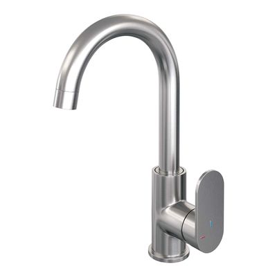Brauer Brushed - Edition Wastafelmengkraan opbouw - hoog - draaibaar - ronde uitloop - model C - PVD - geborsteld RVS 5-NG-003-R1