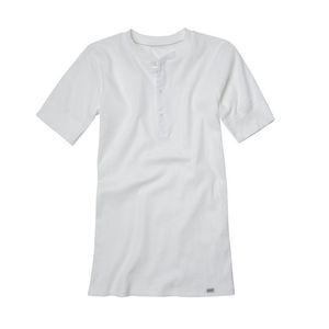 T-shirt van bio-katoen met knoopsluiting, Wit Maat: XL