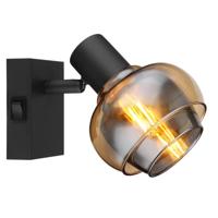 Globo Zwarte wandlampTokki amber smoke glas - 54309-1B