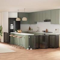 VidaXL Hondenhek inklapbaar 9 panelen 450 cm populierenhout zwart