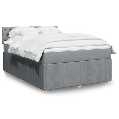 Boxspring met matras stof lichtgrijs 140x190 cm
