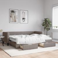 Slaapbank met onderschuifbed en lades 80x200 cm stof taupe