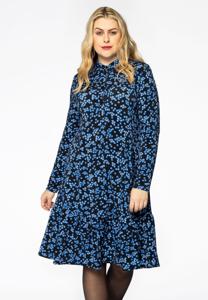 Yoek Jurk met ruches MILLEFLEUR | Blauw | Maat 46/48