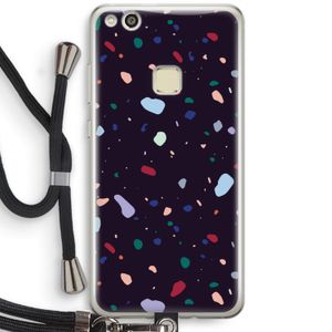 Dark Rounded Terrazzo: Huawei Ascend P10 Lite Transparant Hoesje met koord