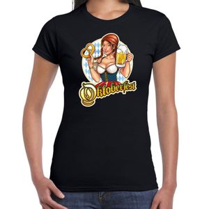 Oktoberfest / bierfeest drank fun t-shirt outfit zwart voor dames