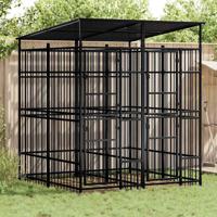 Hondenkennel met dak 3,69 m² staal