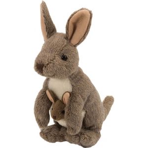 Pluche kangoeroe knuffel met baby 20 cm