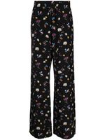 Stella McCartney pantalon en soie à fleurs - Noir