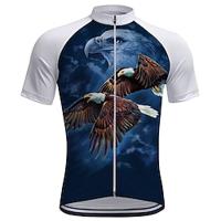 Voor heren Wielrenshirt Korte mouw Fietsen T-shirt Kleding Bovenlichaam met 3 achterzakken Bergracen Wegwielrennen Sneldrogend Rits Aan De Voorzijde Lampenkatoen Blauw Adelaar Spandex Sport Kleding Lightinthebox - thumbnail