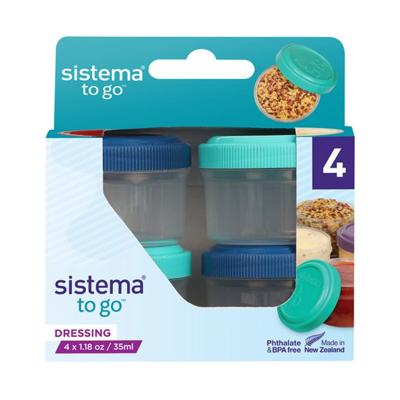 Sistema TO GO - Set van 4 Dressingpotjes - 35 ml Donkerblauw/Minty Teal