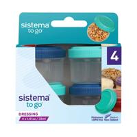 Sistema TO GO - Set van 4 Dressingpotjes - 35 ml Donkerblauw/Minty Teal