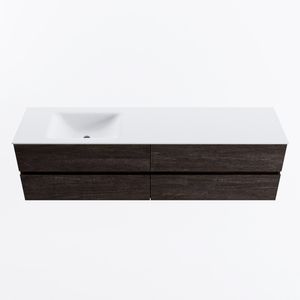 MONDIAZ VICA 180cm badmeubel onderkast Dark Brown 4 lades. Wastafel CLOUD links 1 kraangat, kleur Talc.